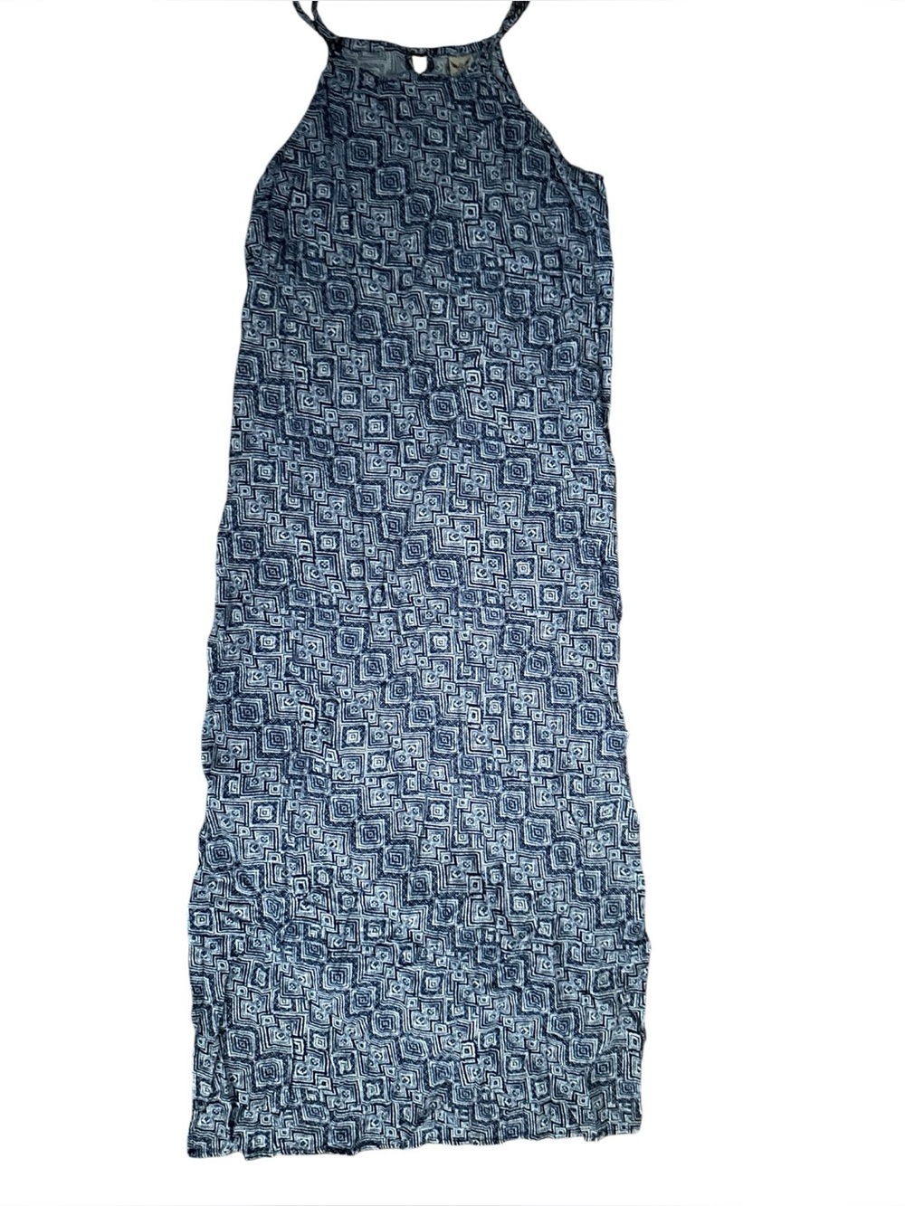Geometric Maxi Dress Blue Large